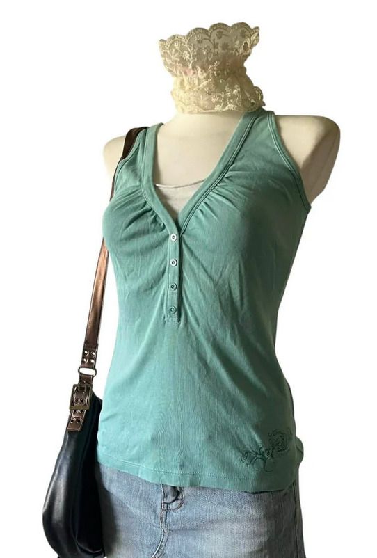 Other Green Sleeveless Top With Buttons cami y2k 90s  product image